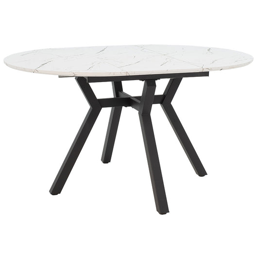 Extendable table Frances pakoworld MDF in white marble-black color 100-140x100x75cm