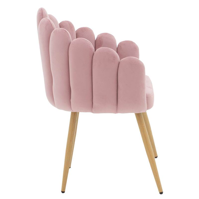 Armchair Briella pakoworld metal natural legs-velvet in pink color