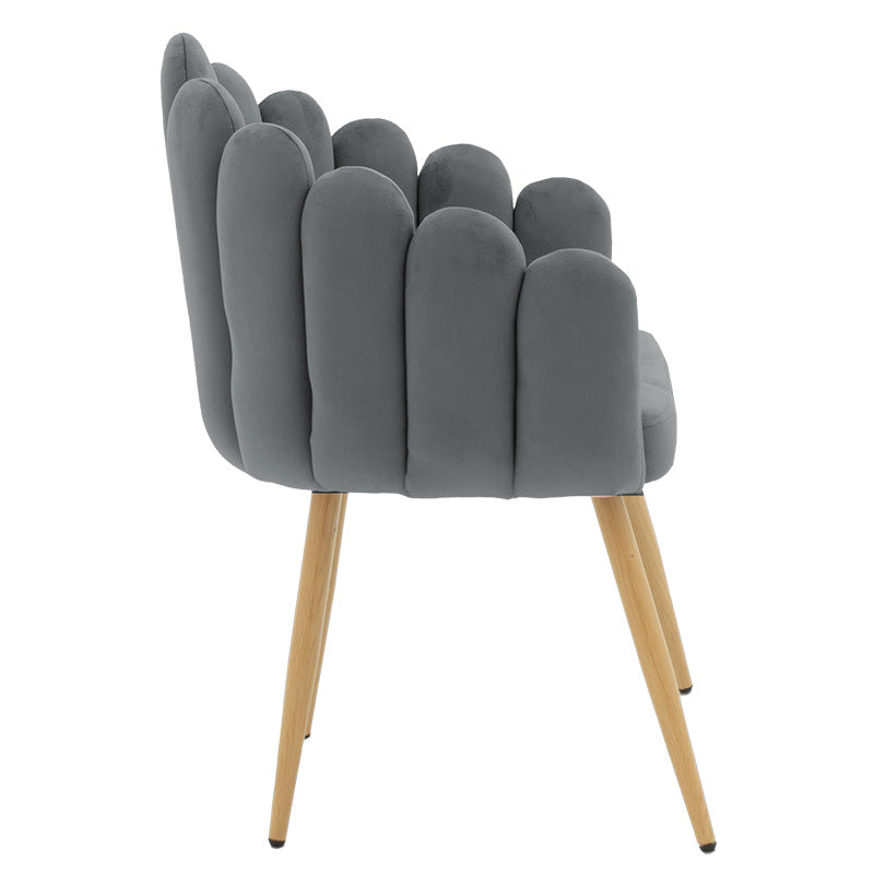 Armchair Briella pakoworld metal natural legs-velvet in grey color