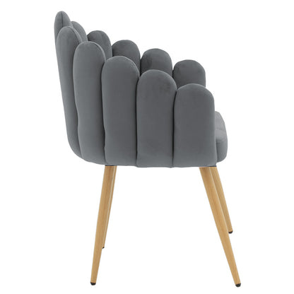 Armchair Briella pakoworld metal natural legs-velvet in grey color