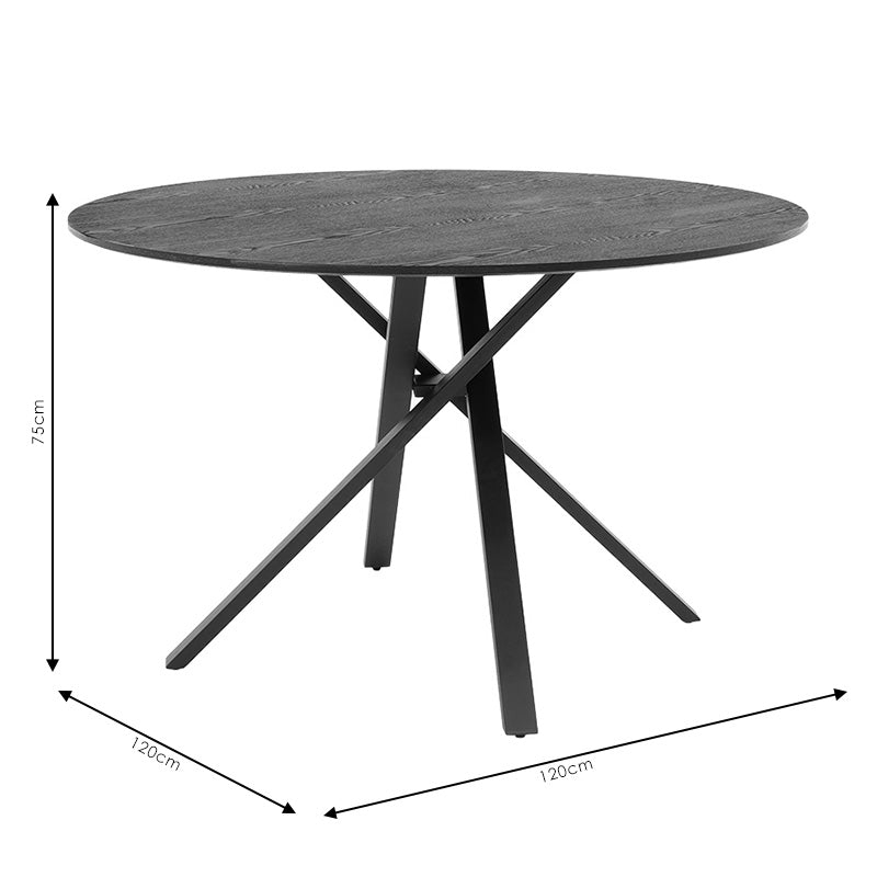 Dinner table Cerco pakoworld MDF black D120x75cm