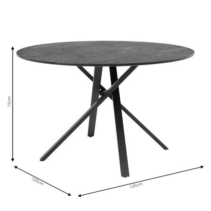 Dinner table Cerco pakoworld MDF black D120x75cm