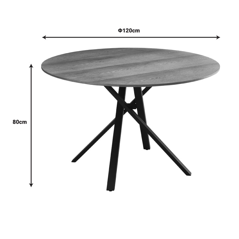 Cerco pakoworld sonoma mdf table and black metal leg Φ120x75cm