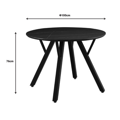 Annie pakoworld black marble mdf table and black metal leg Φ100x76cm