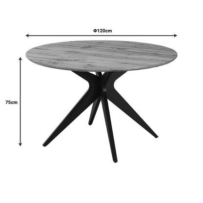Toda mdf table in sonoma shade with black metal legs Φ120x75cm