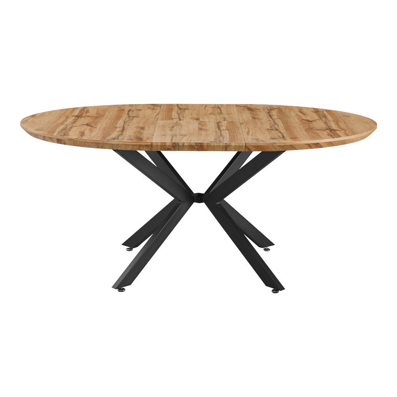 Edina mdf extendable table in sonoma color with black metal legs 130-170x130x75cm