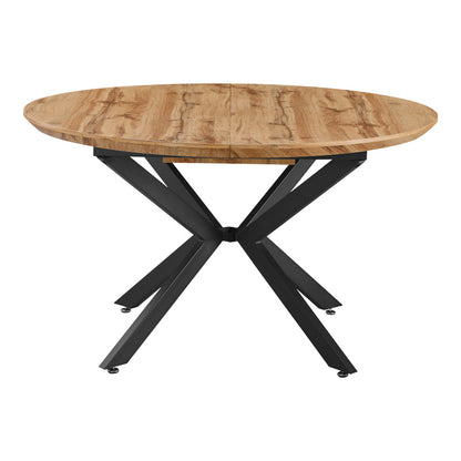 Edina mdf extendable table in sonoma color with black metal legs 130-170x130x75cm