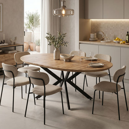 Edina mdf extendable table in sonoma color with black metal legs 130-170x130x75cm