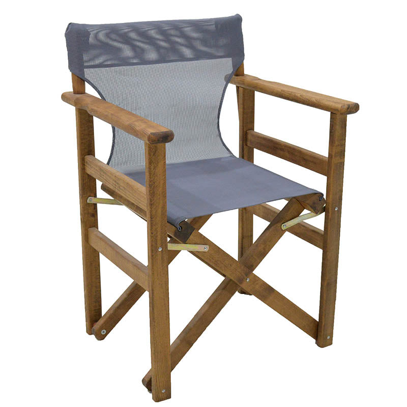 Director's armchair frame Retto solid beech walnut - PVC grey