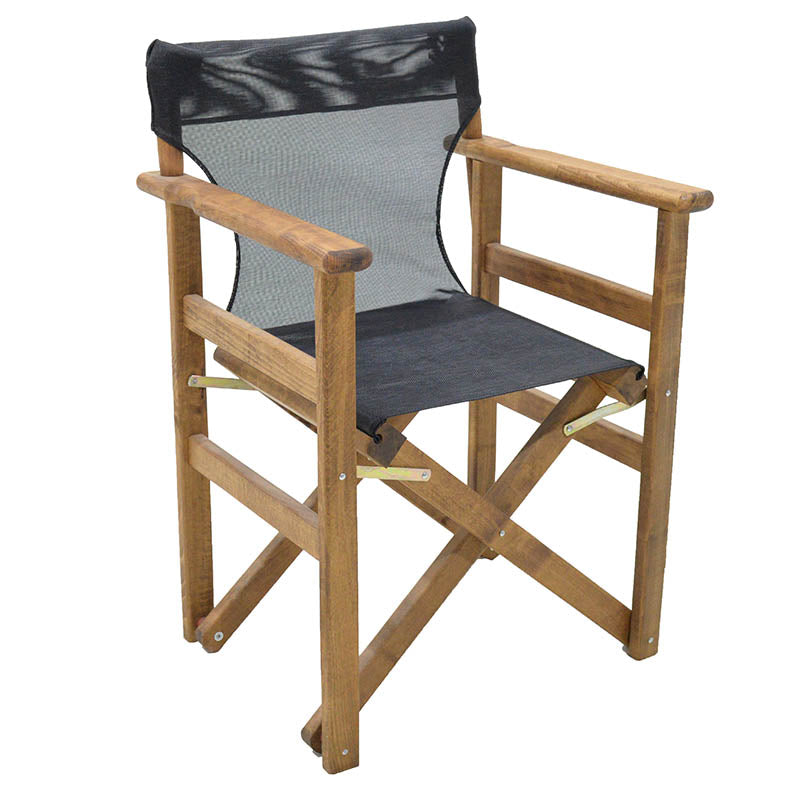 Director's armchair frame Retto solid beech walnut - PVC black