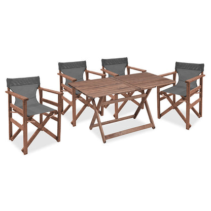 Dining Retto set 5 pcs solid beech wood walnut-dark grey 120x75x71cm