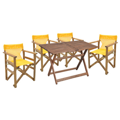 Dining table Retto set of 5 pieces solid beech wood walnut-crockie 120x75x71cm