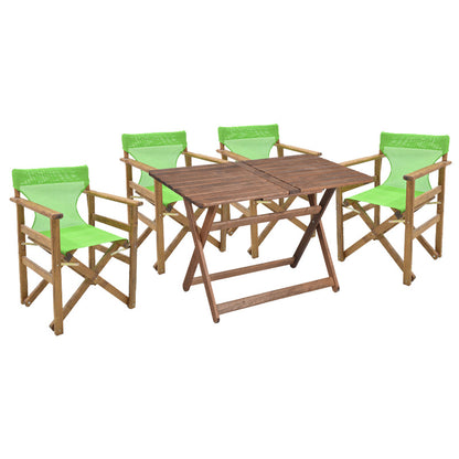 Dining table Retto set of 5 pieces solid beech wood walnut-light green 120x75x71cm