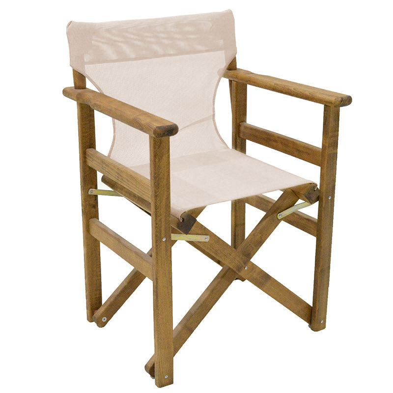 Director's armchair frame Retto solid beech walnut-PVC grey beige