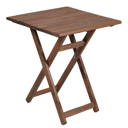 Dining table Retto set of 3 pieces solid beech wood walnut-PVC beige grey 60x60x71cm