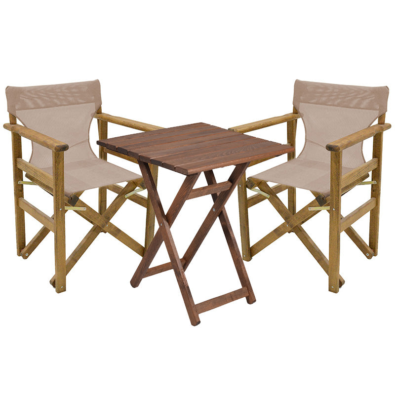 Dining table Retto set of 3 pieces solid beech wood walnut-PVC  taype 70x70x71cm