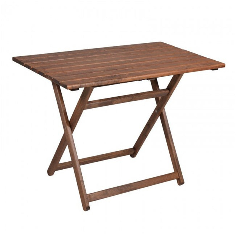 Dining table Retto set of 5 pieces solid beech wood walnut-PVC beige 100x60x71cm