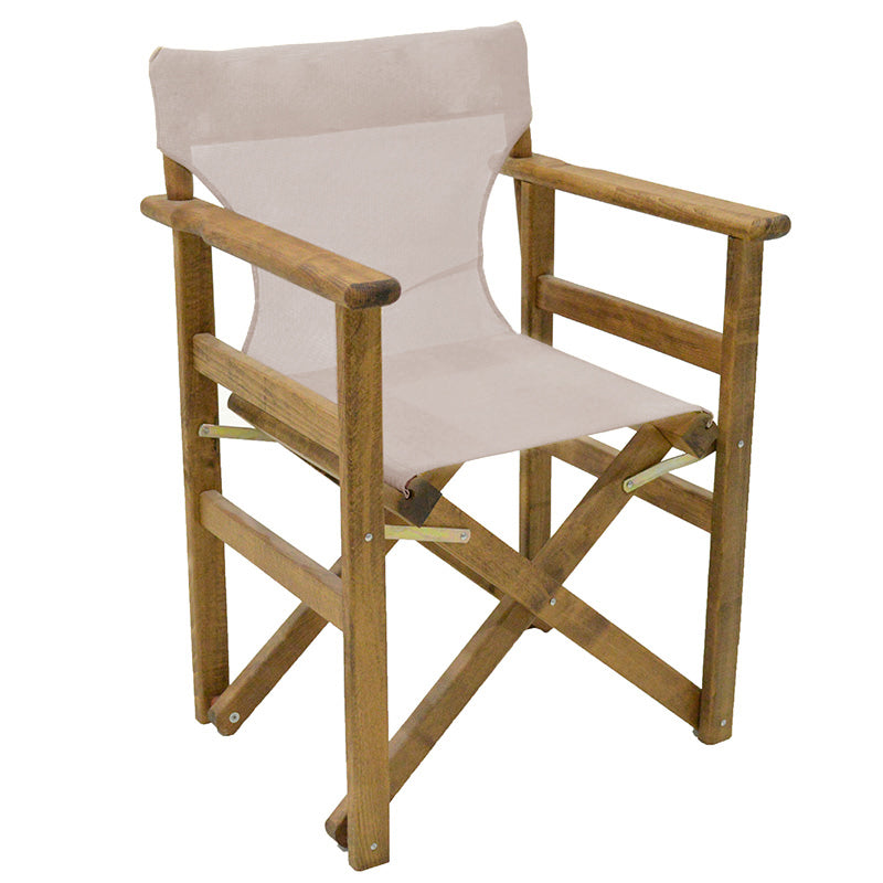 Dining set 5 pcs Retto solid beech wood walnut-cloth-beige grey 80x60x72cm