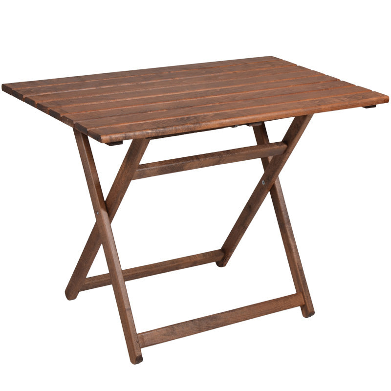 Dining set 5 pcs Retto solid beech wood walnut-cloth-beige grey 80x60x72cm