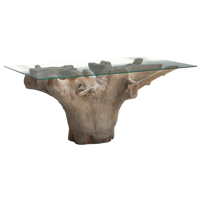 Reef coffee table pakoworld glass 6mm tempered-handmade solid wood natural 100x70x51cm