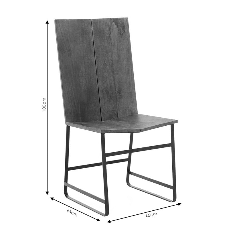 Chair Elora pakoworld solid wood acacia walnut-black metal