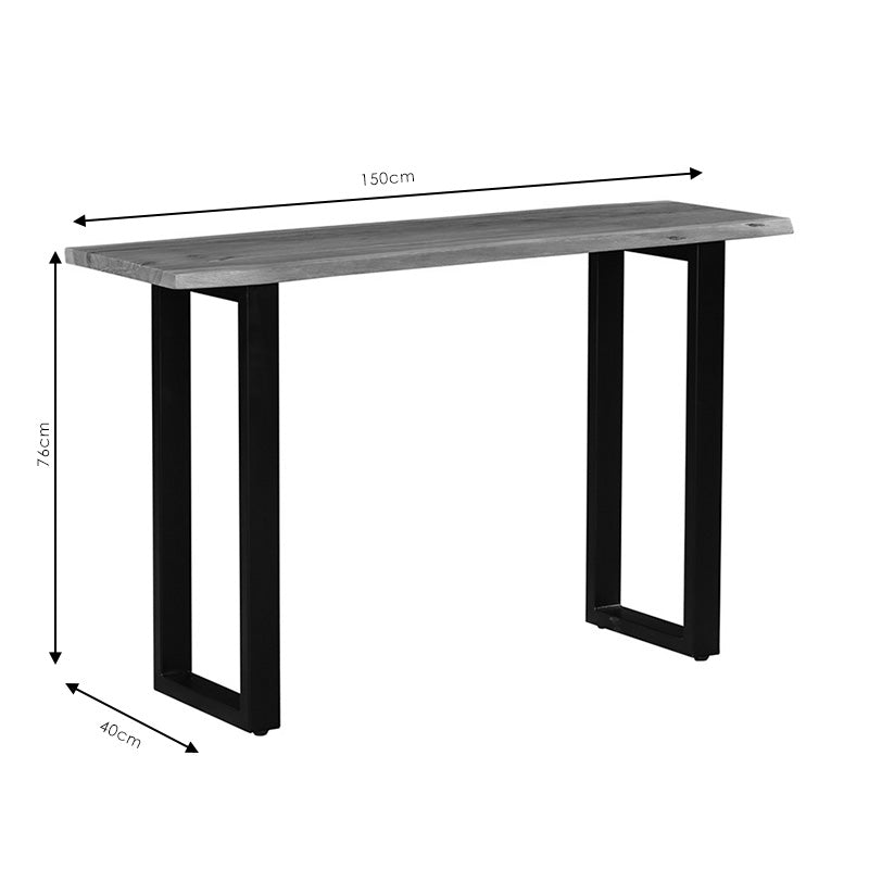 Console table Carver pakoworld solid wood acacia 3.5cm walnut-foot black 120x40x76cm