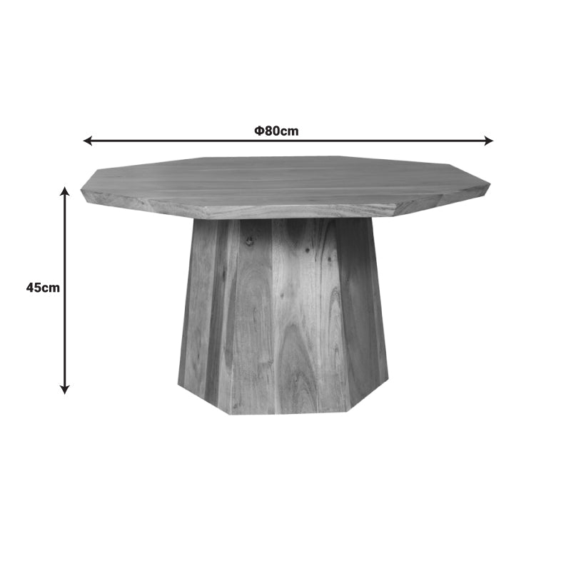 Octagon coffee table pakoworld acacia wood in natural shade D80x45cm