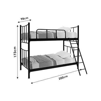 Bunk bed Winston pakoworld metallic black gloss 90x190cm