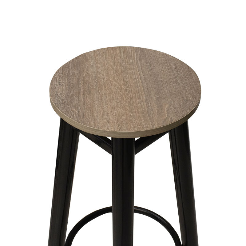 Bar stool Onyx oak wood-metal black gloss D33x77cm