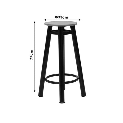 Bar stool Onyx pakoworld oak wood-metal black gloss D33x77cm