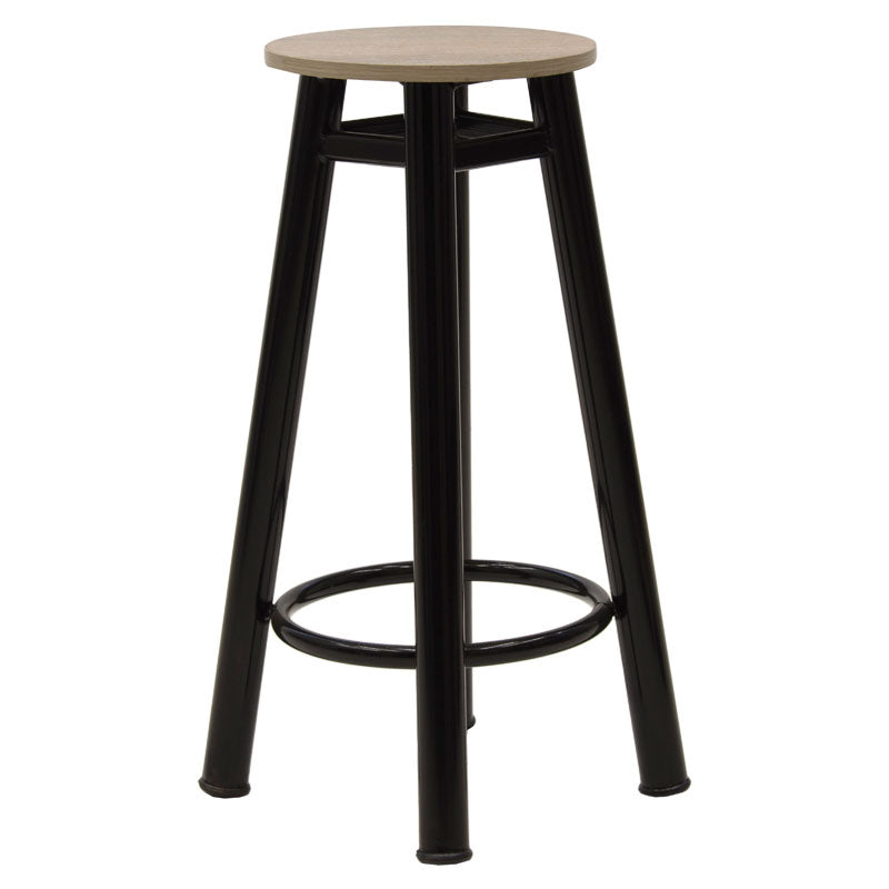 Bar stool Onyx oak wood-metal black gloss D33x77cm
