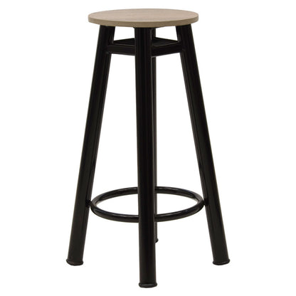 Bar stool Onyx pakoworld oak wood-metal black gloss D33x77cm