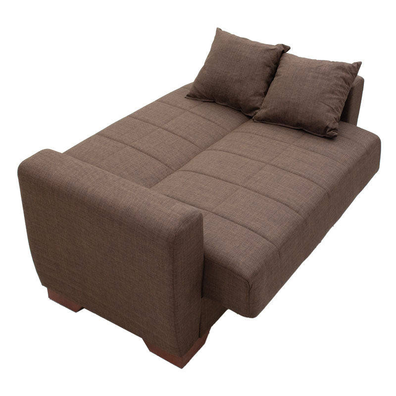 2 seater sofa-bed Beverly pakoworld fabric brown 153x80x78cm