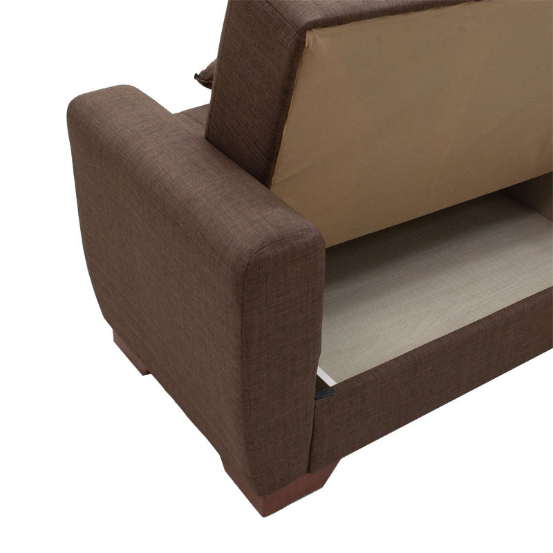 2 seater sofa-bed Beverly pakoworld fabric brown 153x80x78cm