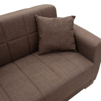 2 seater sofa-bed Beverly pakoworld fabric brown 153x80x78cm