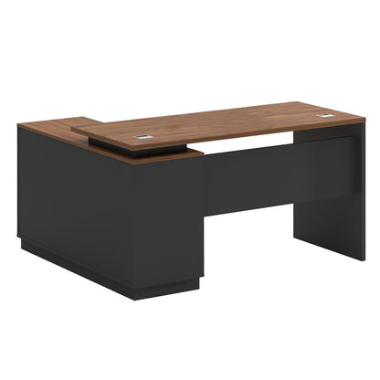 Professional right corner office desk Oscar walnut-anthracite 160x140x76cm