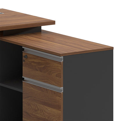 Professional right corner office desk Oscar walnut-anthracite 160x140x76cm