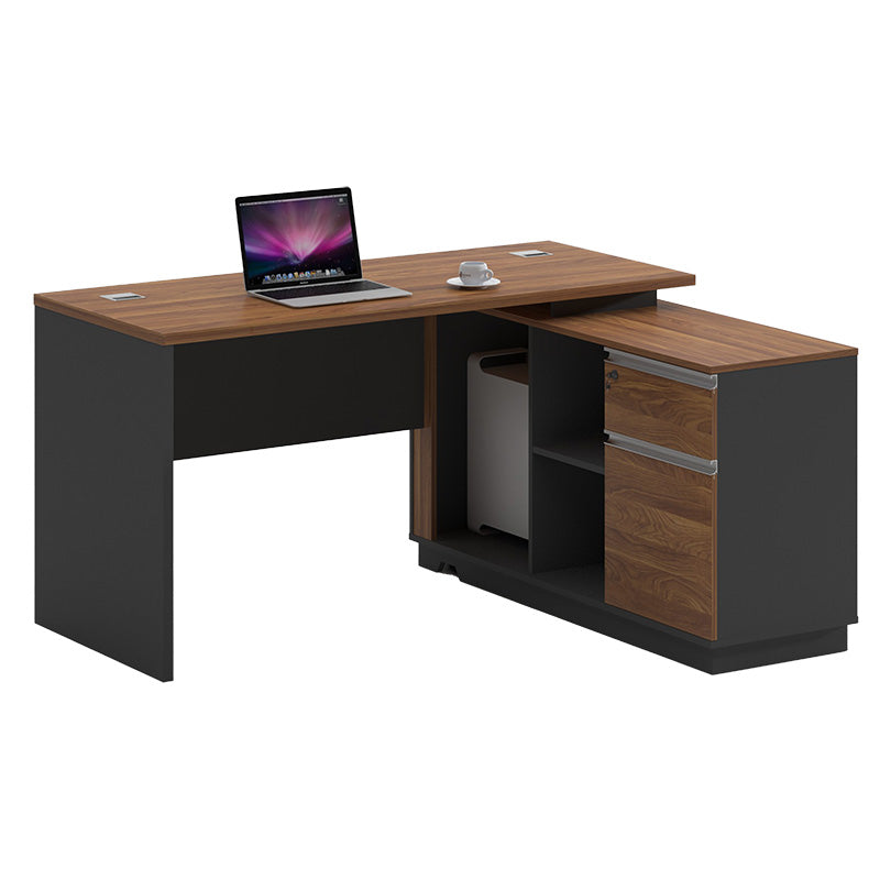 Professional right corner office desk Oscar walnut-anthracite 160x140x76cm
