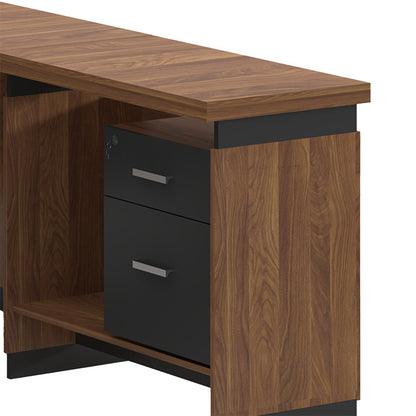 Professional reversible office desk Oscar walnut-charcoal 180x170χ76cm