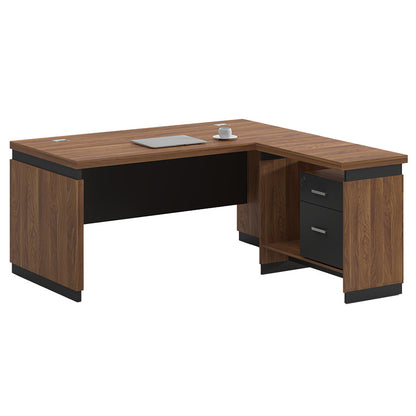 Professional reversible office desk Oscar walnut-charcoal 180x170χ76cm