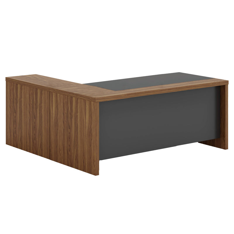 Professional right corner office desk Oscar walnut-charcoal 200x188,6x76cm