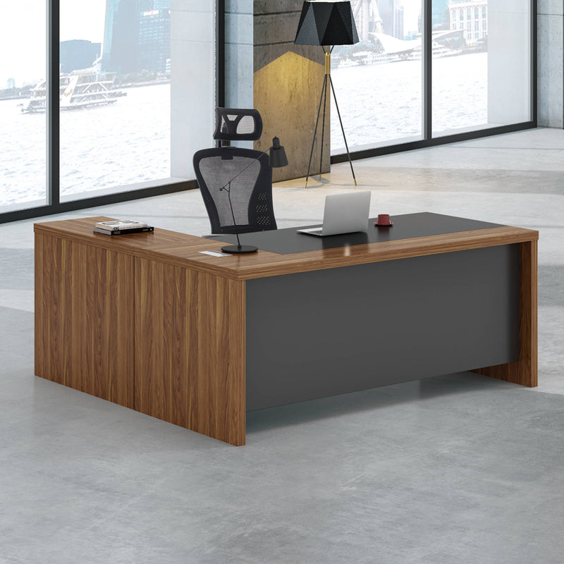 Professional right corner office desk Oscar walnut-charcoal 200x188,6x76cm