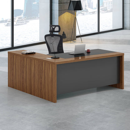 Professional right corner office desk Oscar walnut-charcoal 200x188,6x76cm