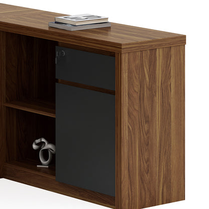 Professional right corner office desk Oscar walnut-charcoal 200x188,6x76cm