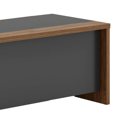 Professional right corner office desk Oscar walnut-charcoal 200x188,6x76cm