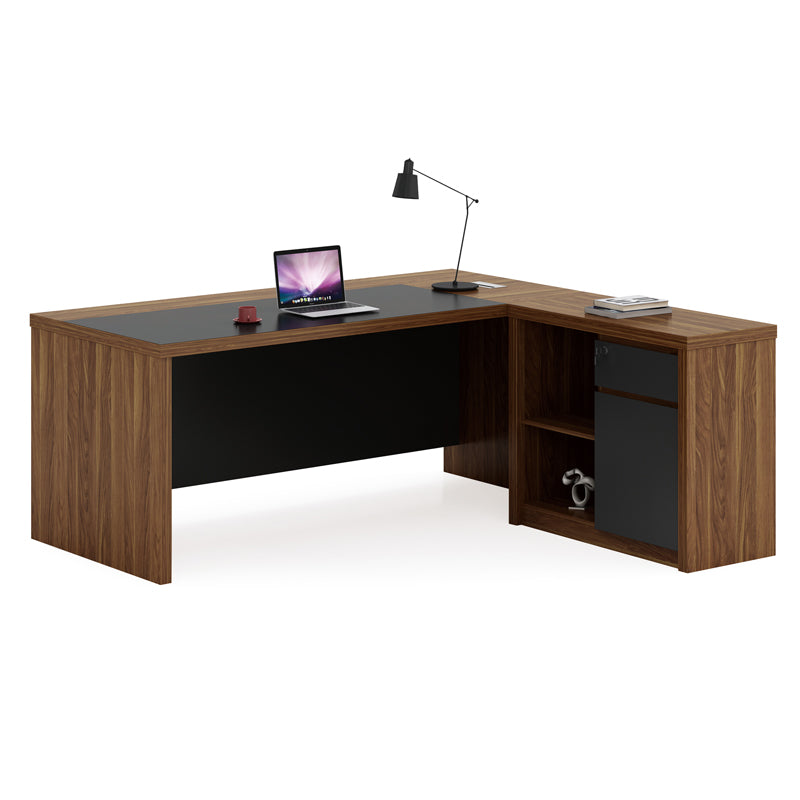 Professional right corner office desk Oscar walnut-charcoal 200x188,6x76cm
