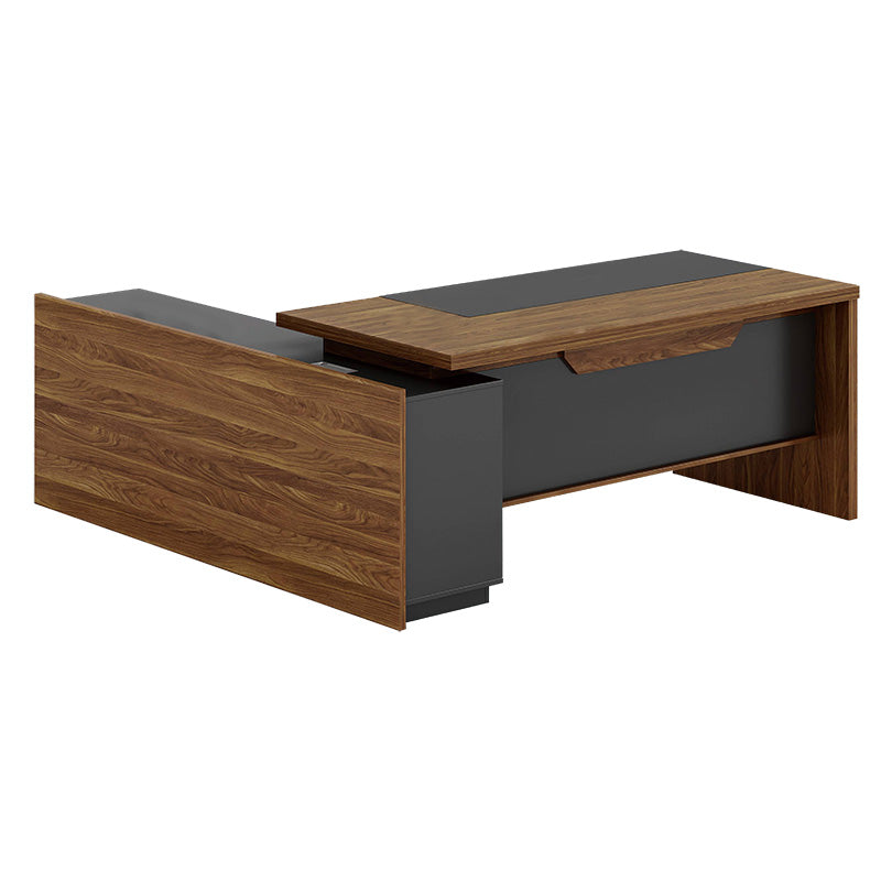 Right corner ofiice desk Oscar pakoworld walnut-anthracite 200x180x76cm