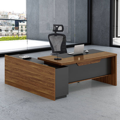 Right corner ofiice desk Oscar pakoworld walnut-anthracite 200x180x76cm