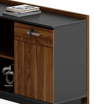 Professional right corner office desk Oscar walnut-anthracite 220x180x76cm