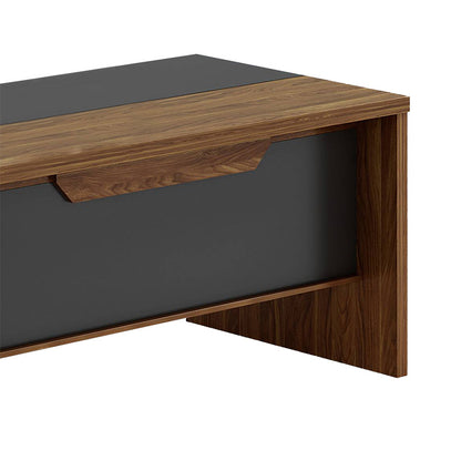 Right corner ofiice desk Oscar pakoworld walnut-anthracite 200x180x76cm